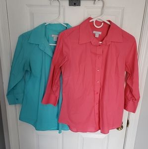 Lady Hathaway Women's button down 3/4 sleeve shirts. Size medium